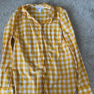 Old Navy yellow gingham long sleeve button down